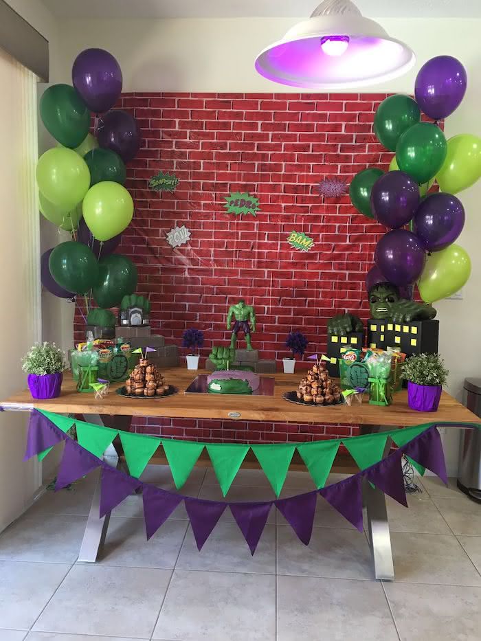 Hulk-party: 40 kreativa idéer för dekoration