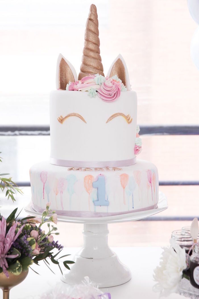 Unicorn Cake: Kiçik partiyanız üçün 76 inanılmaz model