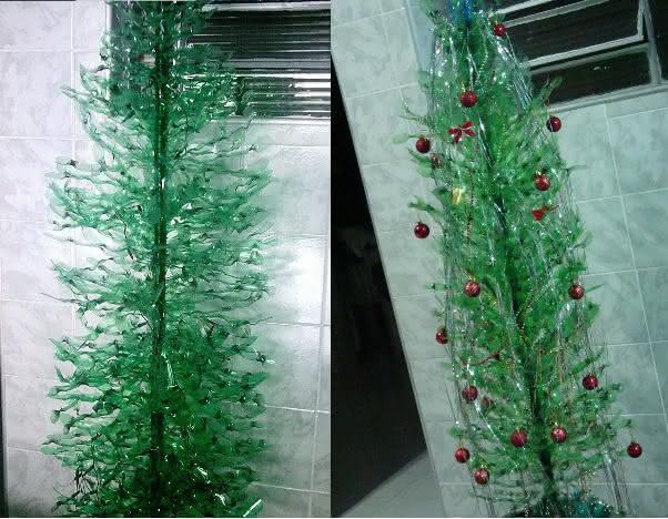 Pokok Krismas dengan botol haiwan peliharaan: cara membuat dan (+35 idea)